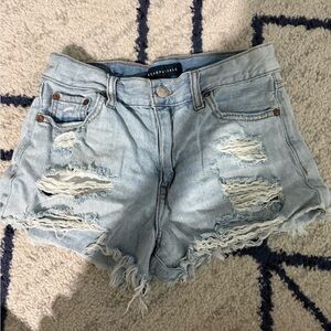 Aeropostale Light Blue Distressed Women Shorts
